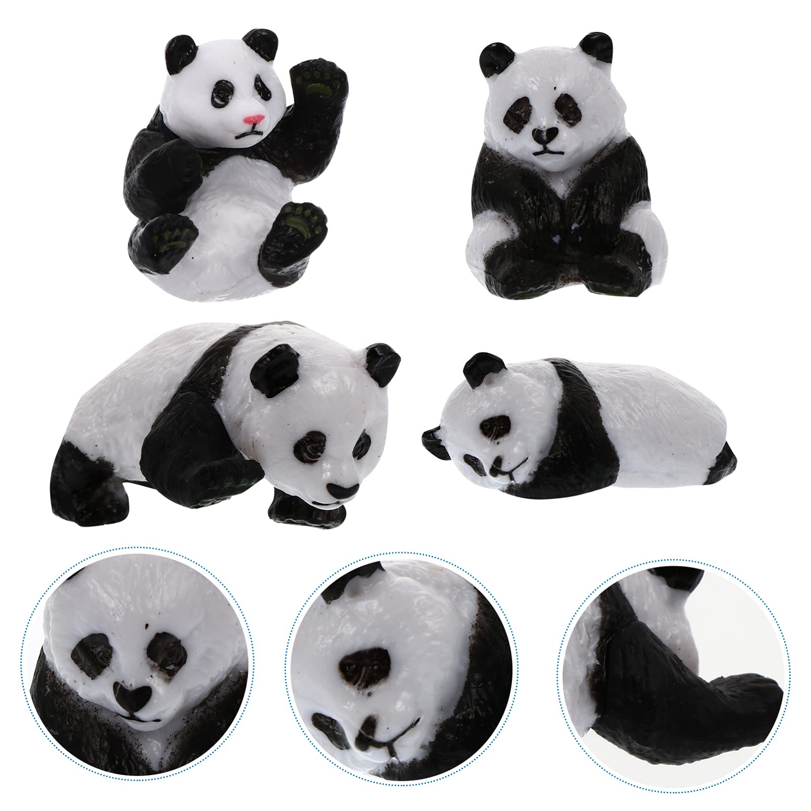 Happyyami 8Pcs Panda Doll Decoration Little Critters Toys Household Decor Jungle Decor Statue Miniature Animal Figurine car Toys Mini House Ornament Bonsai Decoration Mini Animal Adornment