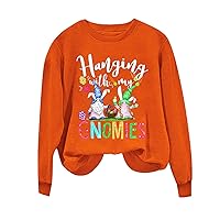 Hanging With My Gnomies Sweatshirts for Women Easter Long Sleeve Pullover Top Funny Garden Gnome Graphic Tee Blouses