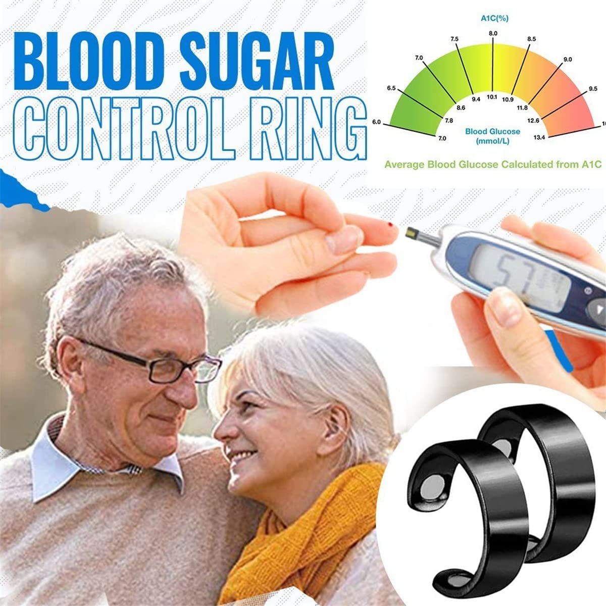 ZERITED HealthGo Blood Pressure Regulator Ring (Rose Gold,2PCS)