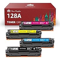 Toner Kingdom Compatible Toner Cartridges Replacement for HP 128A CE320A CE321A CE322A CE323A CP1525n CP1525nw CM1415fn CM1415fnw (Black, Cyan, Magenta, Yellow, 4-Pack)