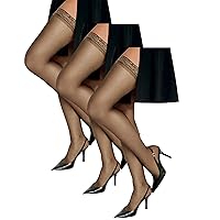Hanes Women`s Set of 3 Silk Reflections Silky Sheer Thigh High - CD, Barely There