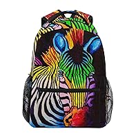 ALAZA Rainbow Zebra on Black Travel Laptop Backpack Bookbags for College Student