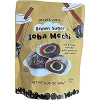 Trader Joe's Brown Sugar Boba Mochi, soft & chewy rice cakes with a gooey boba pearl center, gluten free, 6.35 oz (Pack of 1)