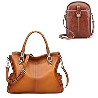 S-ZONE Leather Handbag for Women with Small Crossbody Bag