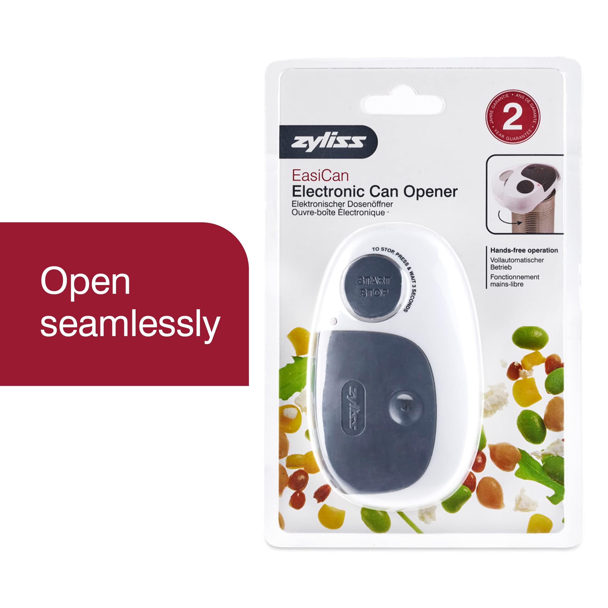 Zyliss EasiCan Electronic Can Opener - Electric Can Opener - Automatic, Smooth Edge Can Opener - Kitchen Tool & Gadget for Seniors & Arthritic Adults - Gray/White