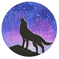 Howling Wolf Silhouette Galaxy Animals Wooden Puzzles Adult Educational Picture Puzzle Colorful DIY Creative Gifts