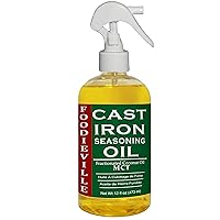 Cast Iron Oil Non-stick Conditioner for Seasoning Skillets,Griddles, BBQ Grill, Flat Top Grills, Dutch Ovens with Oils of Flax, Sesame, and MCT, 12 fl. oz. Foodieville by Creation Farm