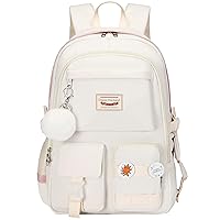 School Backpack for Girls Backpack Cute Bookbag Kawaii School Bag Anime College Backpack for Teen Girls (White)