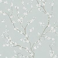 RoomMates RMK11272WP Blue Cherry Blossom Peel and Stick Wallpaper