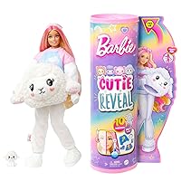 Barbie Cutie Reveal Doll with Blonde Hair & Lamb Costume, 10 Suprises Include Accessories & Mini Pet (Styles May Vary)