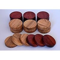 30 Natural Olive Wood - Red Color Backgammon Checkers - Chips 1.4 inches