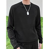 Sweaters for Men- Men Solid Raglan Sleeve Sweater (Color : Black, Size : X-Large)