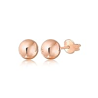 Gold Ball Stud Earrings for Women and Girls | 10k, 14k | White Yellow or Rose Gold | 5mm -12mm | Nickel Free