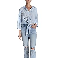 O A T NEW YORK Women's Luxury Clothing Button Down Shirts with Collar and Folded Sleeves