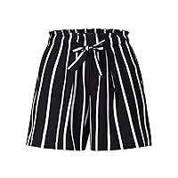 KOJOOIN Women's Plus Size Shorts Paper Bag High Waisted Shorts Comfy Casual Shorts for Summer