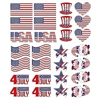 32Pcs 4th of July Temporary Tattoos Large American Flag Temporary Tattoos Stickers 3D Fake Tattoo Sticker Fake Body Arm Chest Shoulder Tattoos Independence Day Waterproof Body Art Stickers