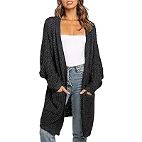 MEROKEETY Women's Oversized Long Batwing Sleeve Cardigan Waffle Knit Sweater Coat