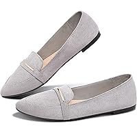 Obtaom Women's Pointy Toe Loafer Flat Comfortable Faux Suede Work Shoes,Cute Penny Loafer Slip On Ballet Flat