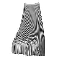 Solid Skirts Plus Size Cute Skirts for Women Flowy Long Skirt Casual Long Maxi Skirt Flowy Skirt Dress Maxi Skirts Silver