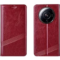 Case for Xiaomi 12S Ultra, Magnet Genuine Leather Wallet Shockproof Cell Phone Cover with [Card Slots] [Horizontal Viewing Stand] Flip Case for Xiaomi 12S Ultra,Red