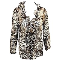 Mesmerize - Amor, Button Front, Ruffled Animal Print Pattern Top