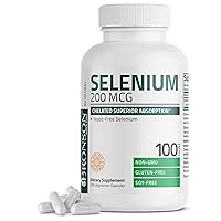Bronson Selenium 200 mcg – Yeast Free Chelated Amino Acid Complex - Essential Trace Mineral with Superior Absorption, 100 Vegetarian Capsules