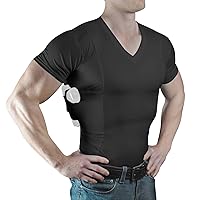 Men’s Pistol Holster Undershirt for CCW Concealed Carry, V- Neck, All-Day-Comfort Easy Breathe Compression Fabric