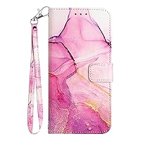 TCL 30T T603DL Phone Case Leather Marble Wallet Flip Cases Cover with Credit Card Holder for Women Pink Purple Gold with Wrist Strap