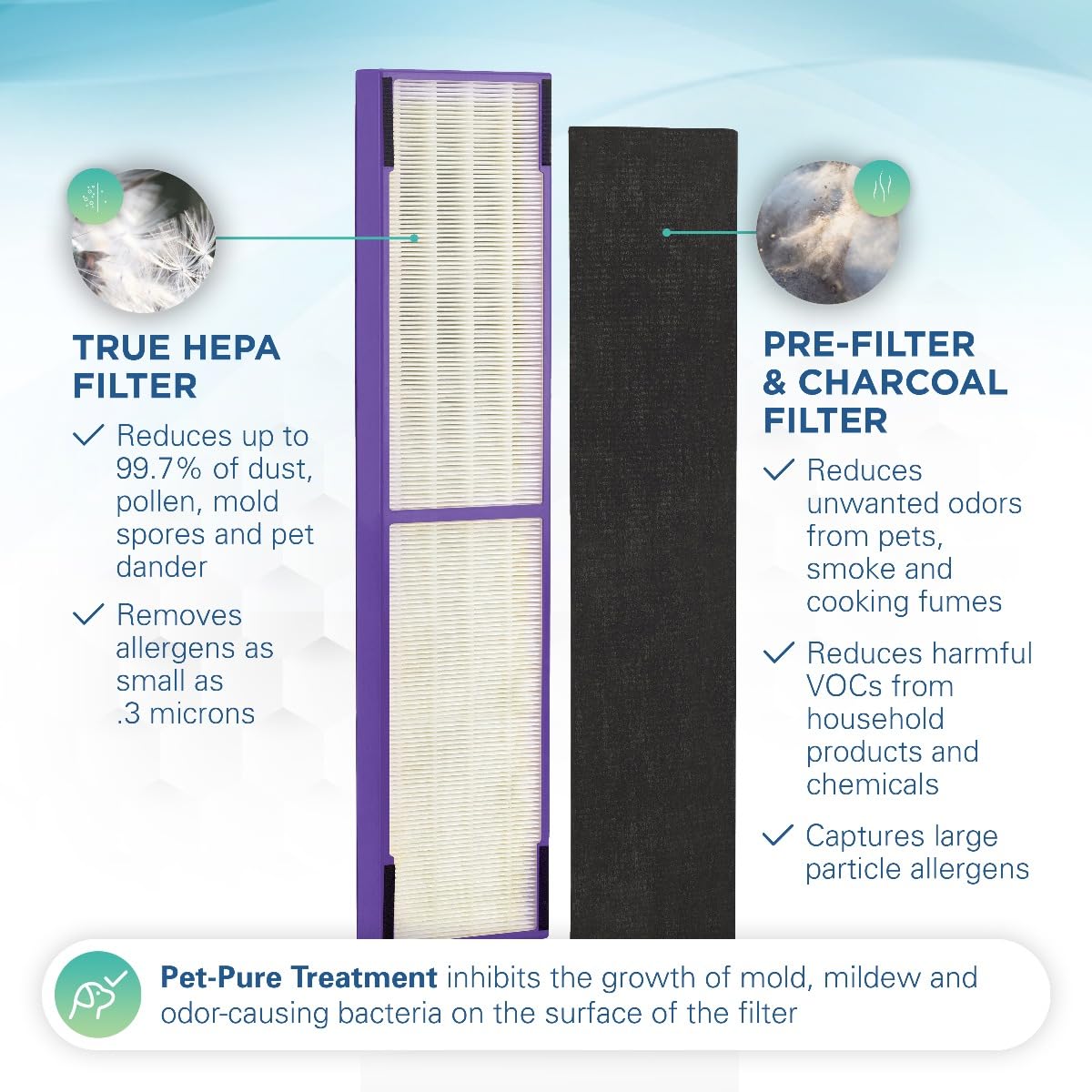 Germ Guardian Filter C Pet Pure HEPA Genuine Air Purifier Replacement Filter, Removes 99.97% of Pollutants, for AC5000, AC5250, AC5300, AC5350, CDAP5500, AP2800, Black/Purple, FLT5250PT