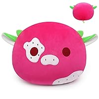 Cow Plush Pillow, Soft Cow Stuffed Round Animal Pillow Toys, Cow Stuffed Animal Dragon Pillow Fruit Throw Pillow Butt Cushion Gift for Kids Sleeping Room Decoration