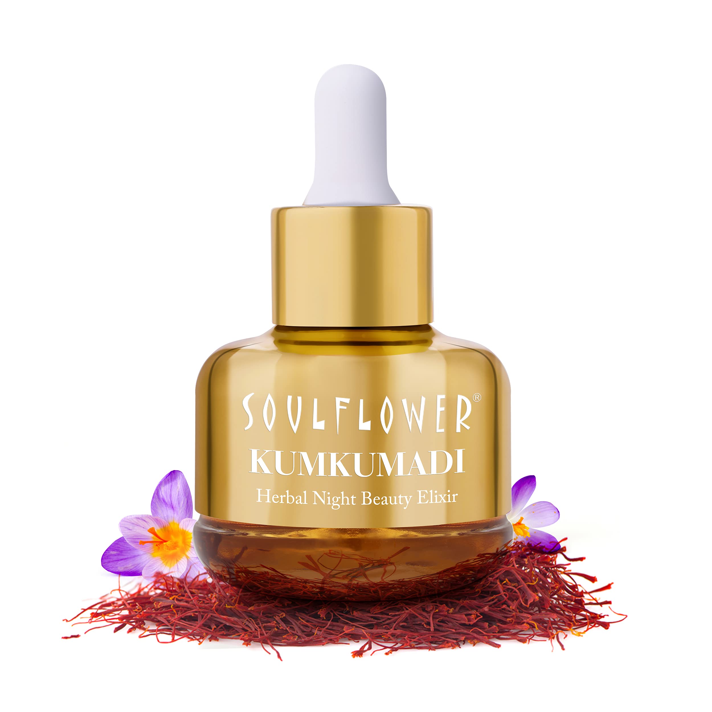 Soulflower Kumkumadi Skin Oil - Pure, Natural and Organic Tailam Face Serum with Precious Oils of Saffron and Almond for Skin Moisturizing, Pigment...