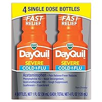 DayQuil Severe Shots Cold and Flu Daytime Relief Liquid, 1 Fl Oz (Pack of 4)