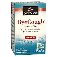 Bravo Tea Bye Cough Herbal Tea Caffeine Free, 20 Tea Bags, 6 count