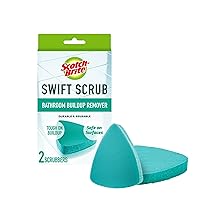 Scotch-Brite Swift Scrub Bath Cleaner Scrubbers, Soap Scum Remover for Cleaning Bathroom, Bathroom Scrubber Pads Safe for Tile, 2 Bathroom Cleaner Scrubbers