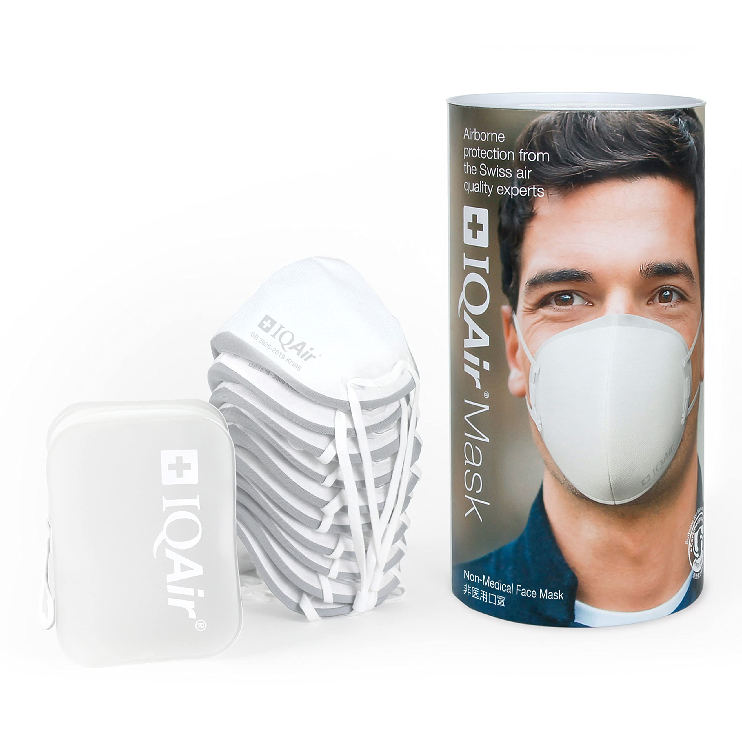 IQAir KN95 Face Mask German-made for Dust, Smoke, and Other Airborne Particles, including PM2.5; Large – Adult size