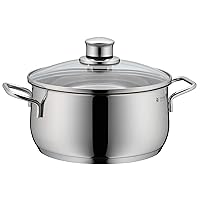 WMF cookware Ø 20 cm Approx. 3l Diadem Plus Pouring Rim Glass lid Cromargan Stainless Steel Brushed Suitable for All Stove Tops Including Induction Dishwasher-Safe