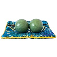 Dark Green Baoding Balls Marble Chinese Health Exercise Massage Balls Stress Relieve Hand Exercise Tool Relax Fingers Gift (Dark Green, 1.4'')