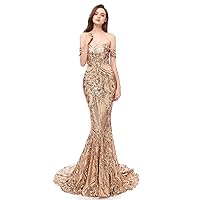 Gold Luxury Sequined Mermaid Women's Prom Evening Shower Dress Celebrity Birthday Party Gown