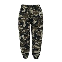 TiaoBug Kids Boys Camouflage Printed Cargo Trousers Sweatpants Outdoor Hiking Camping Joggers Pants with Pockets