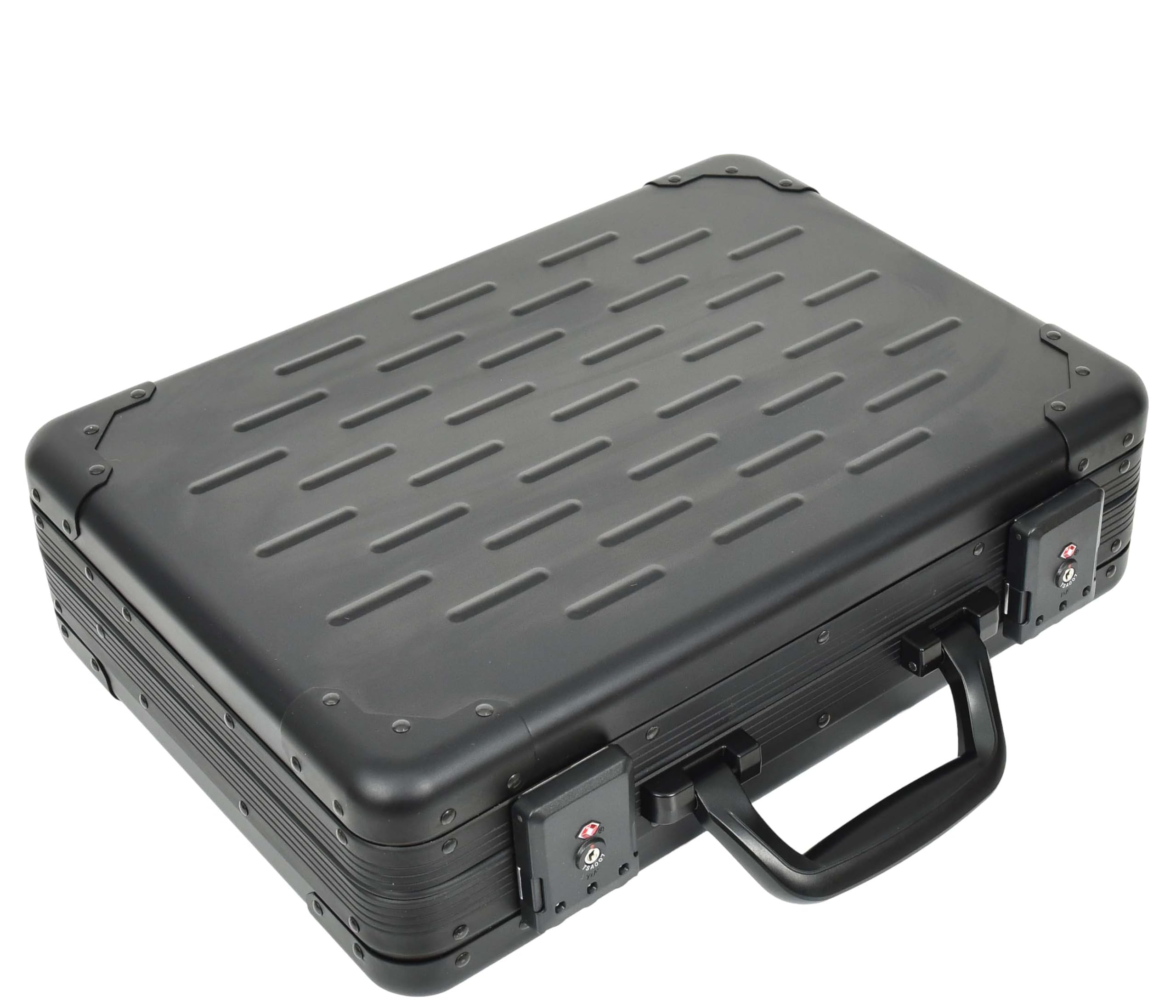 A1 FASHION GOODS Attache Case Black Aluminium Classic Dual TSA Lock Briefcase Business Bag Agent, Black, Contemporary
