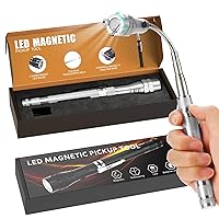 Valentines Day Gifts Magnetic Flashlight Pickup Tool Dad Gifts Cool Magnet Telescoping Gadgets with LED Stocking Stuffers for Men Gifts for Mens Husband Him Christmas Gifts Silver