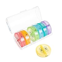 Maxpert Weekly Round Pill Organizer - 7 Day AM/PM Pill Box and Pill Planner - Dispenser Box for Medications - Fish Oil, Cod Liver Oil, Vitamins, Supplements, Large Daily Pill Cases - Twice per Day