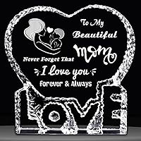 Gifts for Mom from Daughter Son Best Mom Ever Crystal Heart Birthday Gift Mother Gift for Mothers Day Decorative Plaques Bday