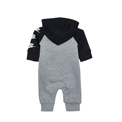 Nike Baby`s Futura Long Sleeve Full Zip Hooded Coverall (Dark Grey Heather(56F869-042)/Black, 6 Months)