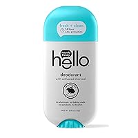 Hello Activated Charcoal Fresh and Clean Deodorant for Women and Men, Aluminum Free, Baking Soda Free, Parabens Free, 24 Hour Protection, 2.6 Ounce