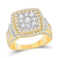 The Diamond Deal 14kt Two-tone Gold Womens Round Diamond Square Cluster Ring 2-1/4 Cttw