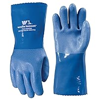 Wells Lamont Heavy Duty PVC Coated Work Gloves | Liquid/Chemical, Abrasion & Cut Resistant, Waterproof | Versatile, Flexible, Durable | Cotton Lining, Large (174L) , 12 inch Cuff , Blue