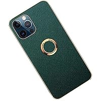 All-Inclusive Phone Case, for iPhone 12 Pro Max (2020) 6.7 Inch Golden Frame Shockproof Case with Finger Stand [Kickstand] [Screen & Camera Protection] (Color : Dark Green)