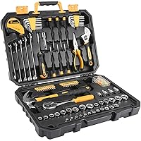 DEKOPRO 128 Piece Tool Set-General Household Hand Tool Kit, Auto Repair Tool Set, with Plastic Toolbox Storage Case