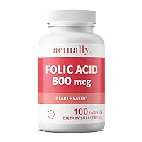 Folic Acid 800mcg Tablets, 100ct - Heart Health for Adults – 100-Day Supply